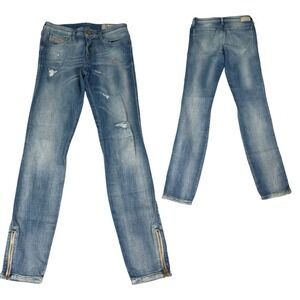 Diesel Jeans Skinzee-Zip Womens Super Slim Skinny Regular Waist Sz W27 L32